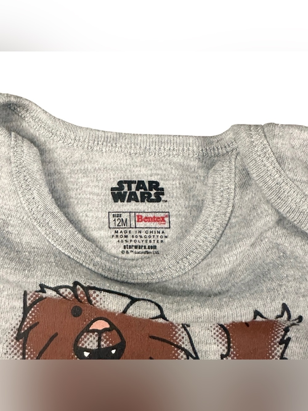 Star Wars Baby 12M Lil Rebel Bodysuit Han Solo Leia Chewbacca R2-D2 Gray - Picture 3 of 3